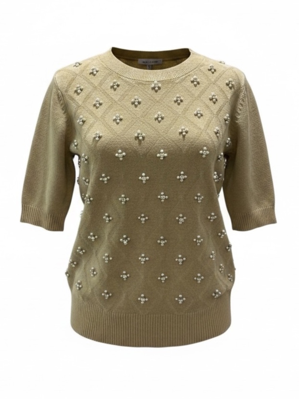 LIV Milano NWT Pearl Rhinestone Embellished Knit Sweater Top Medium